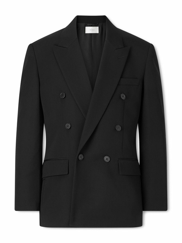 Photo: The Row - Perin Double-Breasted Wool-Gabardine Blazer - Black
