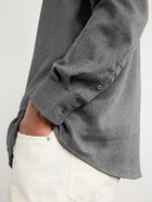 Brunello Cucinelli - Herringbone Cotton and Lyocell-Blend Shirt - Gray