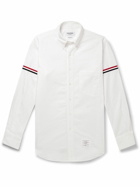 Thom Browne - Button-Down Collar Grosgrain-Trimmed Cotton-Poplin Shirt - White