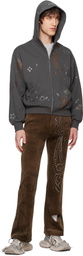 Praying Gray Mud Rhinestone Hoodie