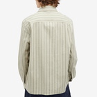 MHL by Margaret Howell Men's Overall Stripe Overshirt in Stone/Navy/Bark