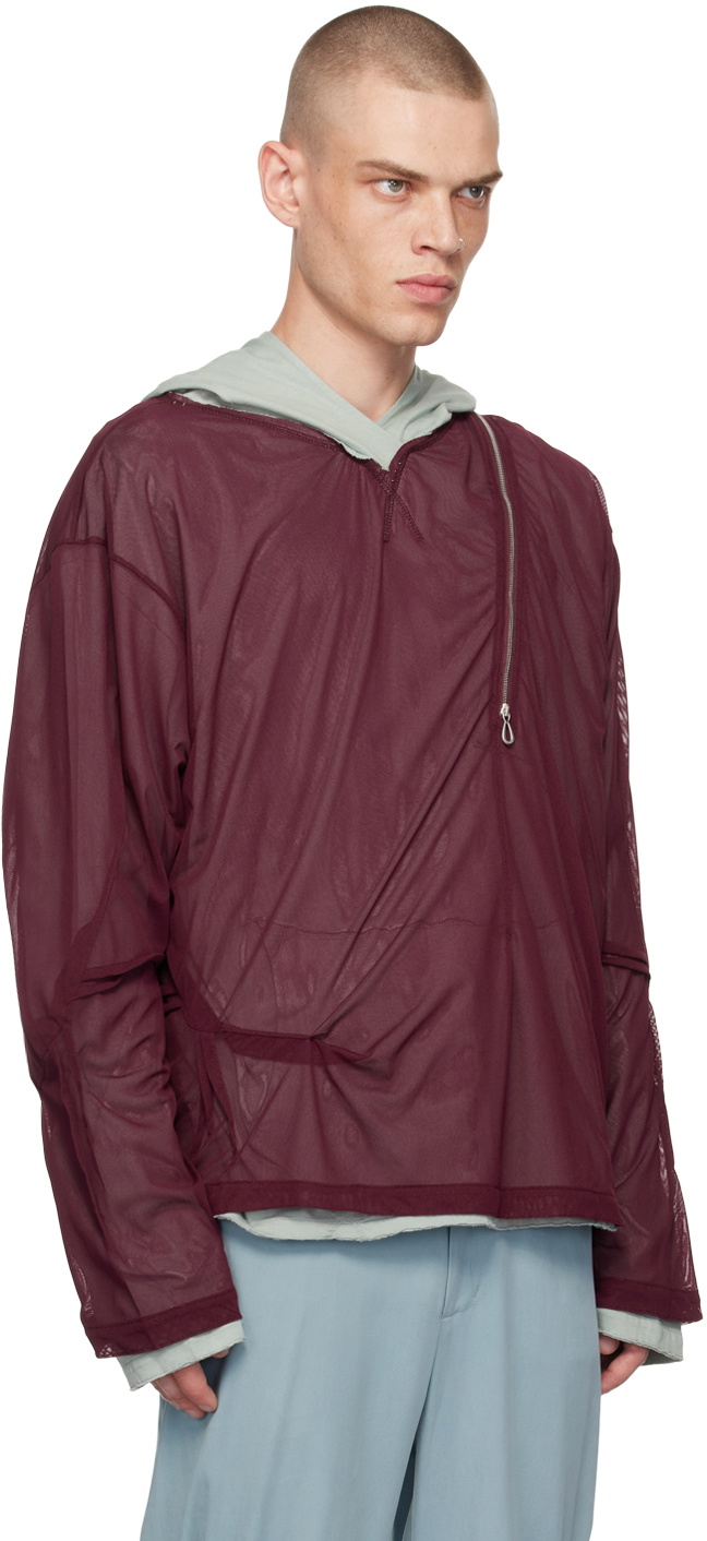 Kiko Kostadinov Burgundy & Green Knox Hoodie