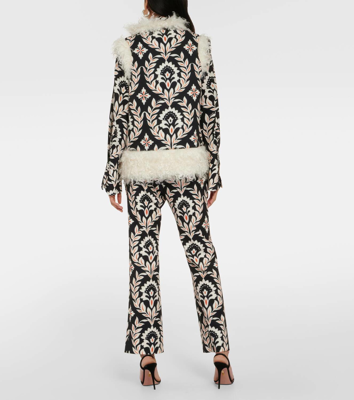 La DoubleJ Printed mohair-trimmed jersey vest