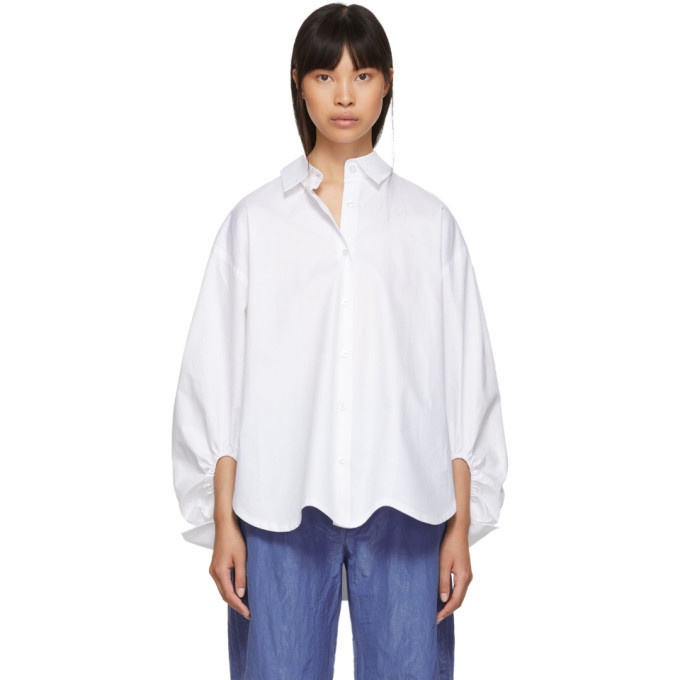 Photo: Ovelia Transtoto White Oversized Split Hem Shirt