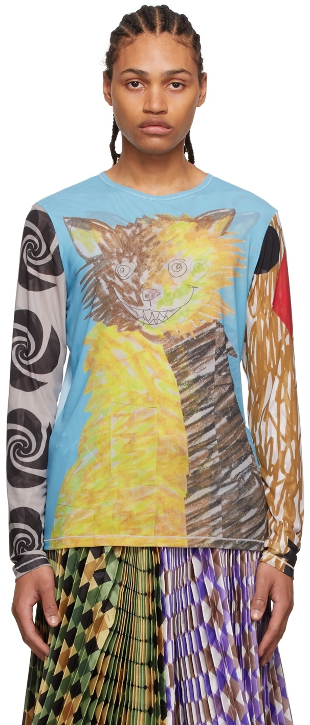 CHOPOVA LOWENA メッシュトップ　Crazy Cat Chopova Lowena Blue Crazy Cat T-Shirt Chopova Lowena