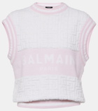 Balmain Monogram wool and cotton-blend knitted top