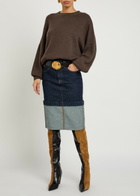 Khaite Kilian Turn-up hem Denim Skirt Indigo