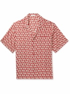 Valentino - Camp-Collar Logo-Print Silk Crepe de Chine Shirt - Red