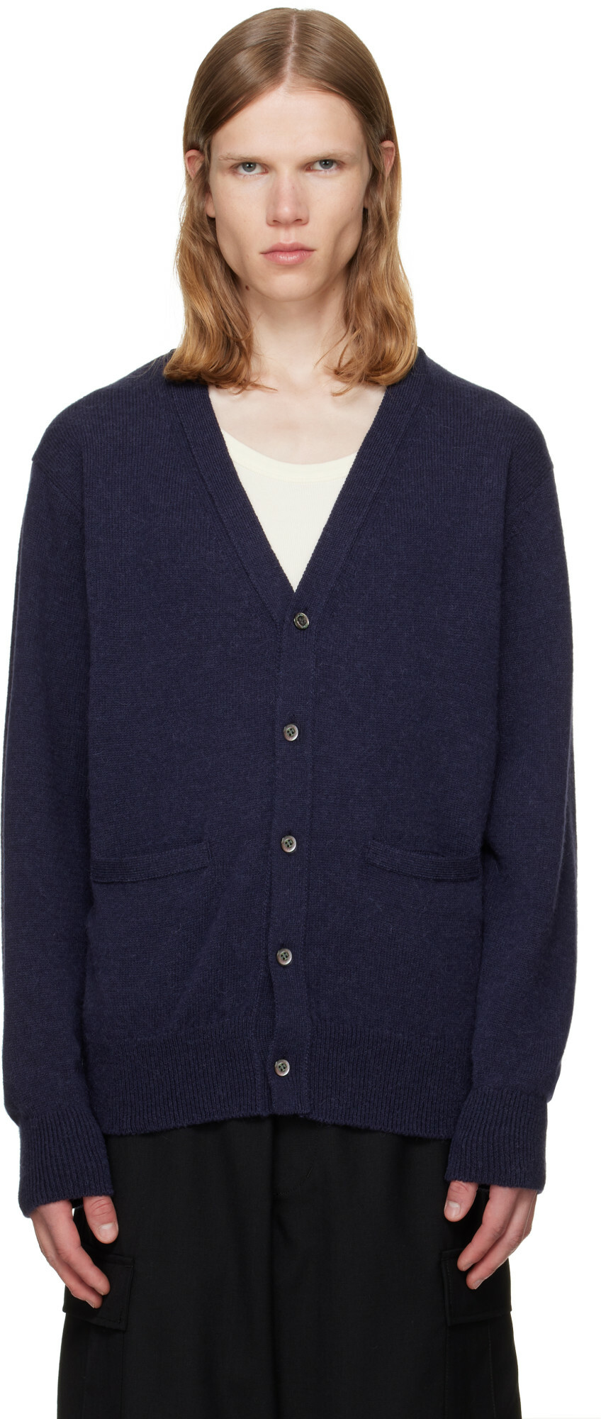 vowels Navy Alpaca Cardigan