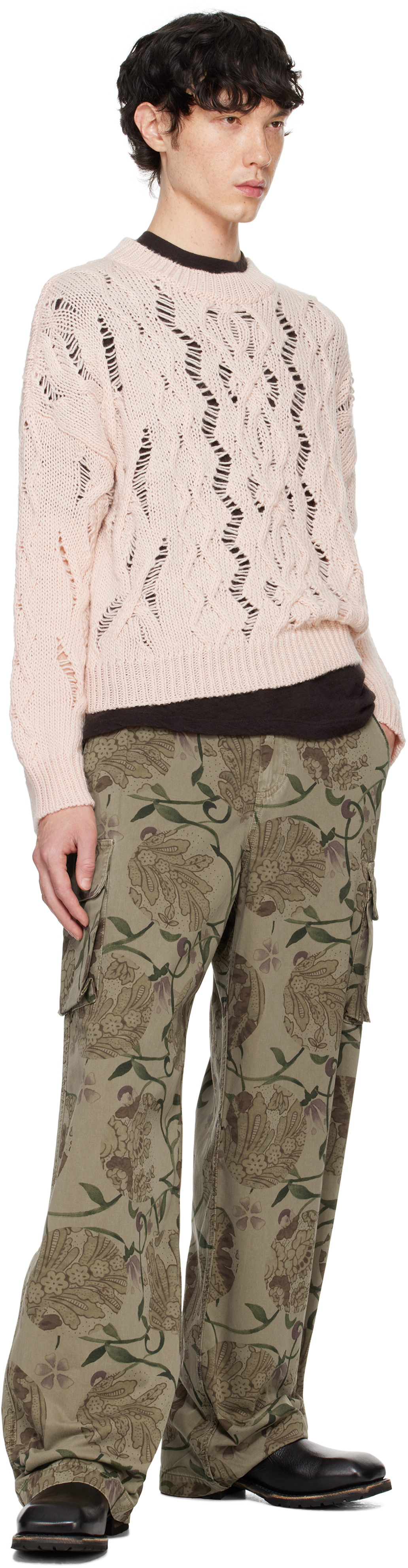 OUR LEGACY Pink Cable Sonar Roundneck Sweater Our Legacy