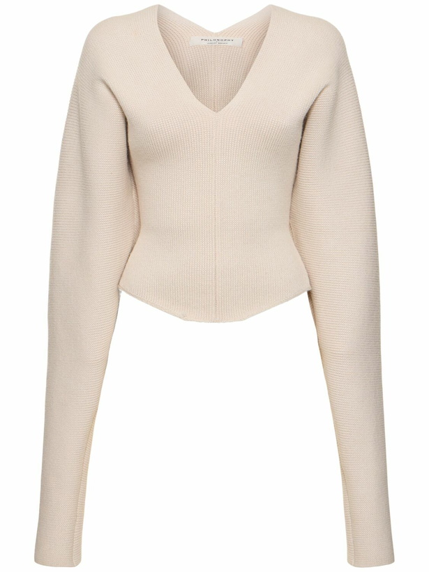 Photo: PHILOSOPHY DI LORENZO SERAFINI Wool Blend V-neck Sweater