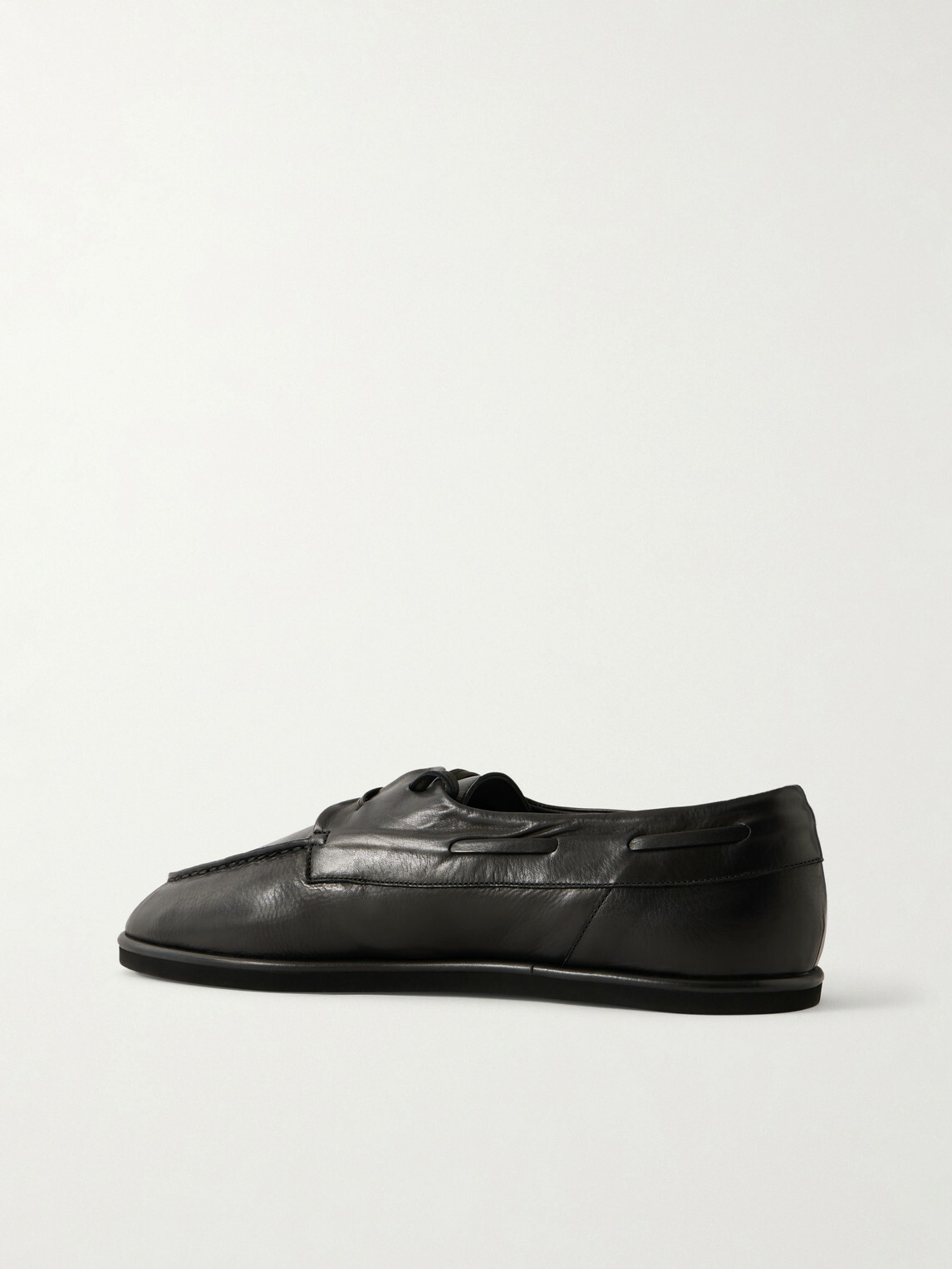 Auralee - Leather Boat Shoes - Black