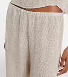 Leset Stella sequined linen-blend wide-leg pants