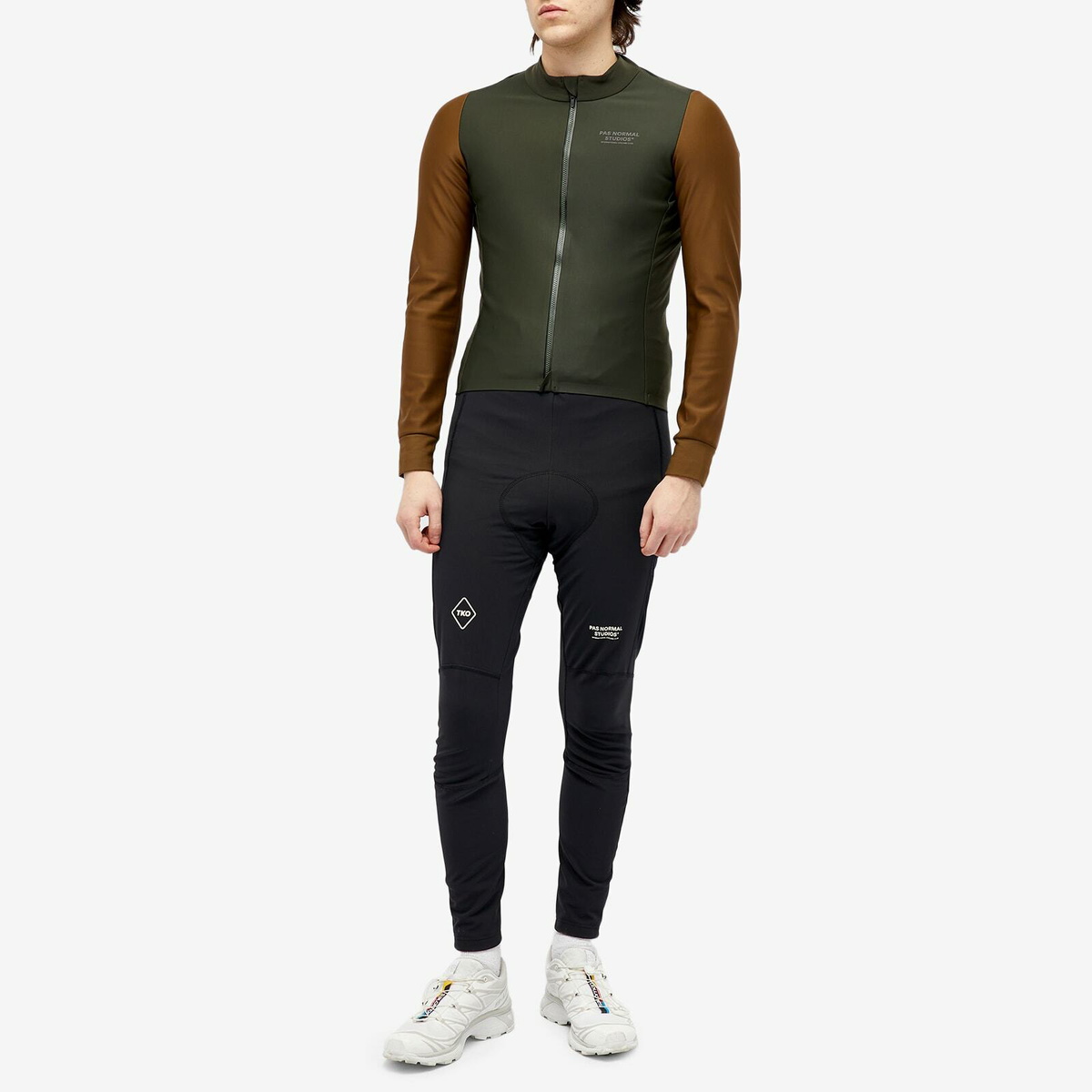 Pas Normal Studios Men's Mechanism Thermal Long Sleeve Jersey in Dark Olive/Army Brown