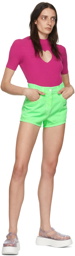 MSGM Green Denim Shorts