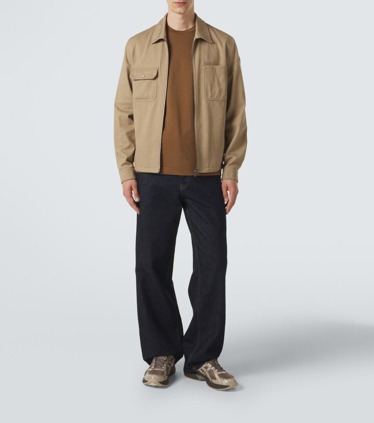 Moncler Leather-trimmed cotton jacket