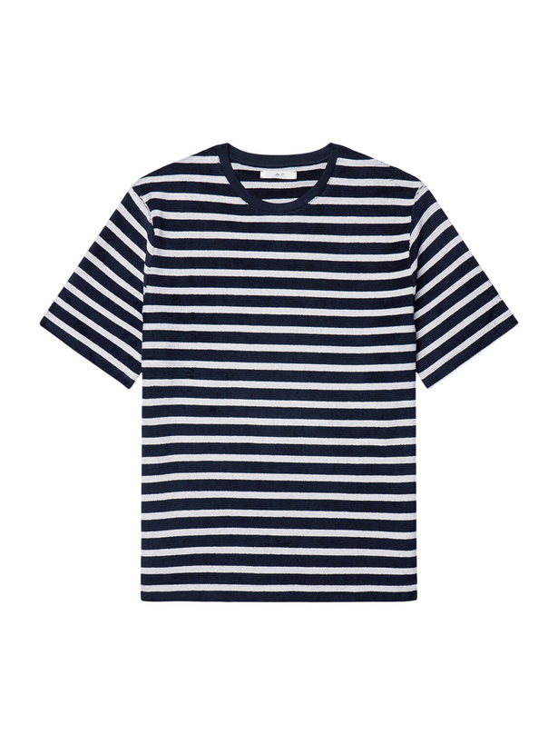 Photo: Mr P. - Striped Cotton Terry T-shirt - Blue