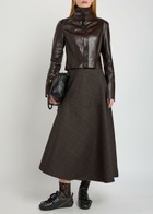 Our Legacy Concealed Funnel-neck Leather Jacket Brown