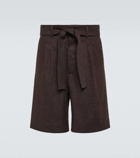 Commas Linen-blend Bermuda shorts