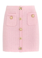 Self-portrait Embellished Tweed Mini Skirt Pink