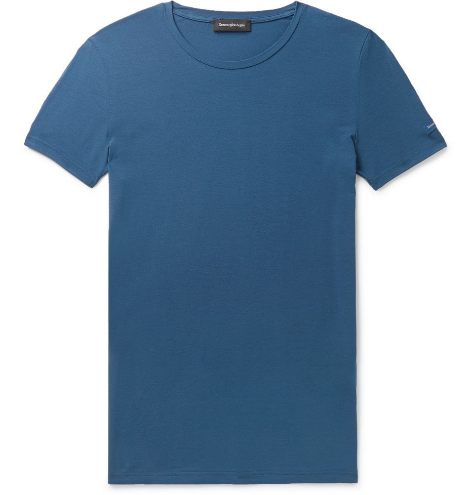 Photo: Ermenegildo Zegna - Stretch-Micro Modal Jersey T-Shirt - Blue