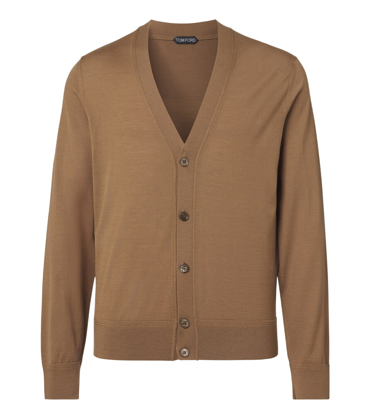 TOM FORD - Suede-Trimmed Wool-Blend Half-Zip Sweater - Brown TOM FORD