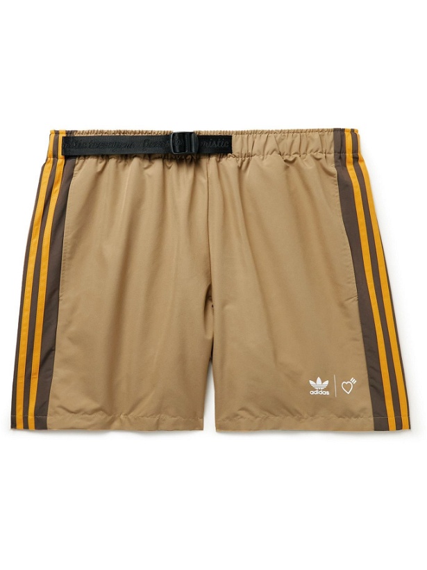 Photo: adidas Consortium - Human Made Belted Logo-Print Shell Shorts - Brown