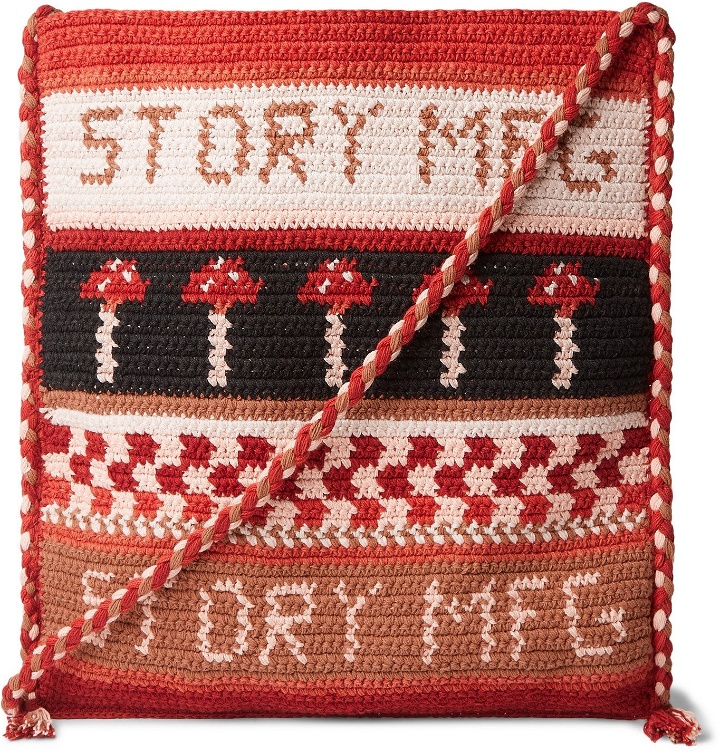 Photo: Story Mfg. - Stash Tasselled Crochet-Knit Organic Cotton Messenger Bag - Multi