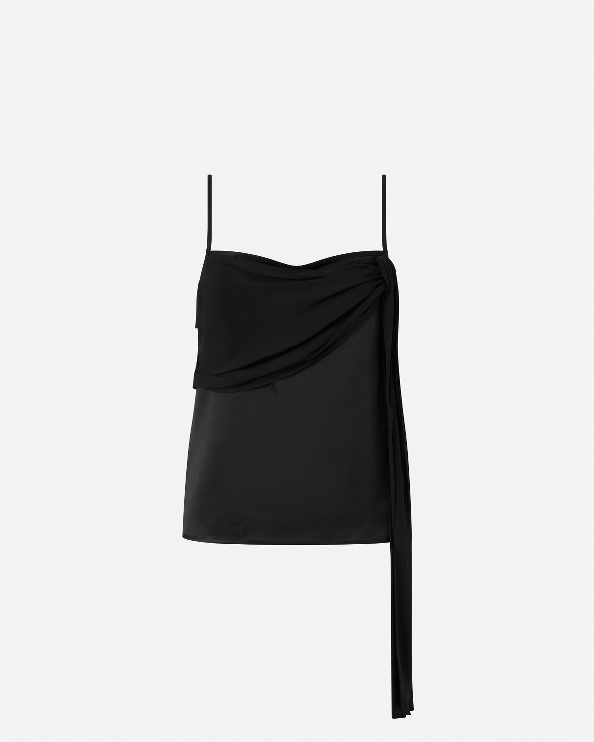 Pinko Satin Vest Top With Light Draping Limo Black