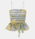 Susan Fang Smocked tulle top