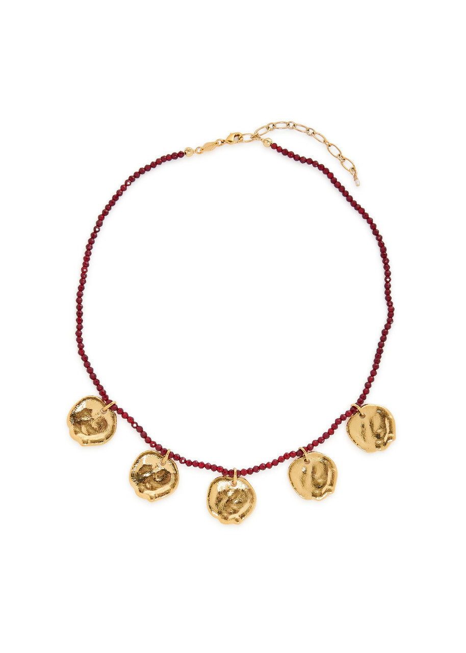 Anni LU Dream Catcher 18kt Gold-plated Beaded Necklace - Burgundy - One Size