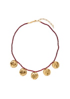 Anni LU Dream Catcher 18kt Gold-plated Beaded Necklace - Burgundy - One Size