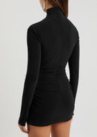 Norma Kamali Pickleball Ruched Stretch-jersey Mini Dress Black