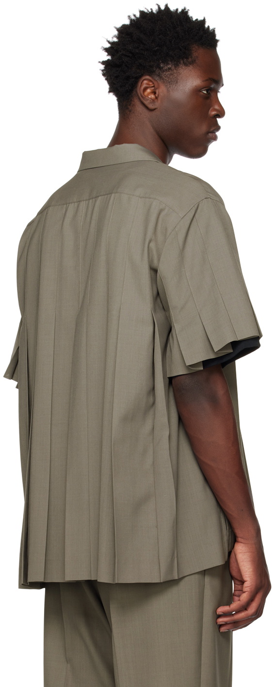 sacai Taupe Pleated Shirt Sacai