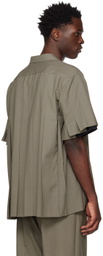 sacai Taupe Pleated Shirt