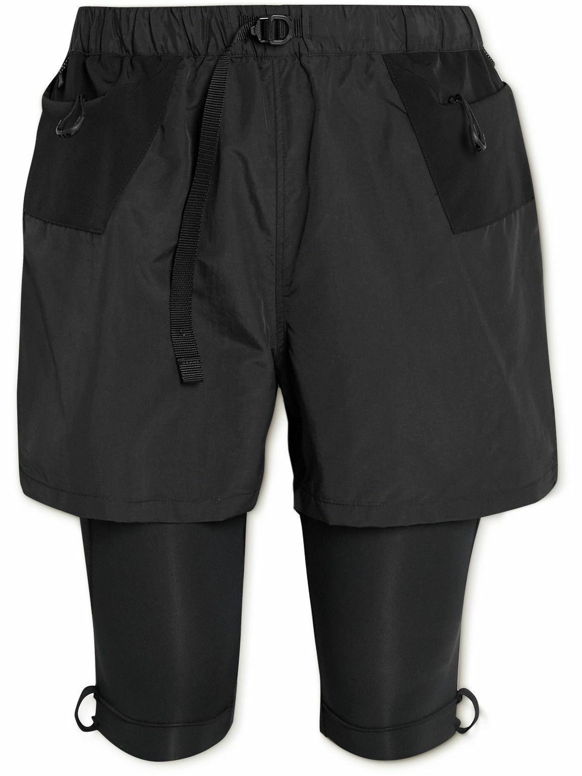 Photo: Comfy Outdoor Garment - 2-in-1 Wide-Leg Belted Ripstop and Stretch-Jersey Shorts - Gray