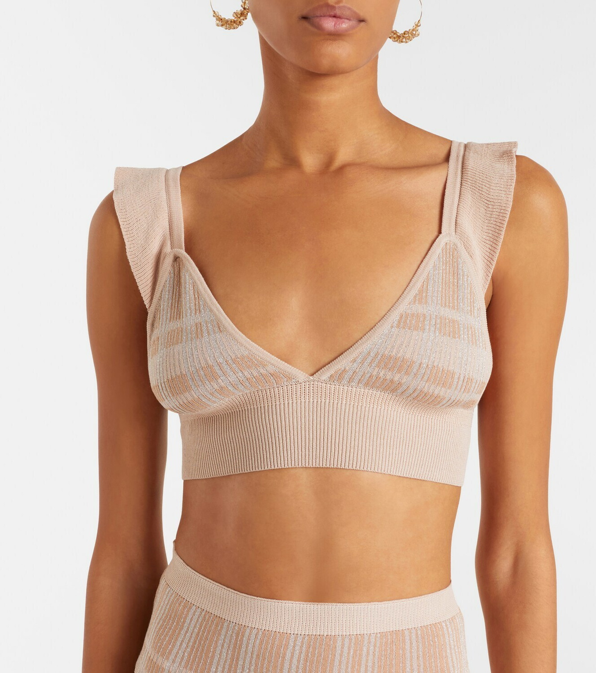 Bananhot Petra checked ribbed-knit bra top