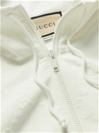 GUCCI - Webbing-Trimmed Jacquard-Knit Hooded Bomber Jacket - White