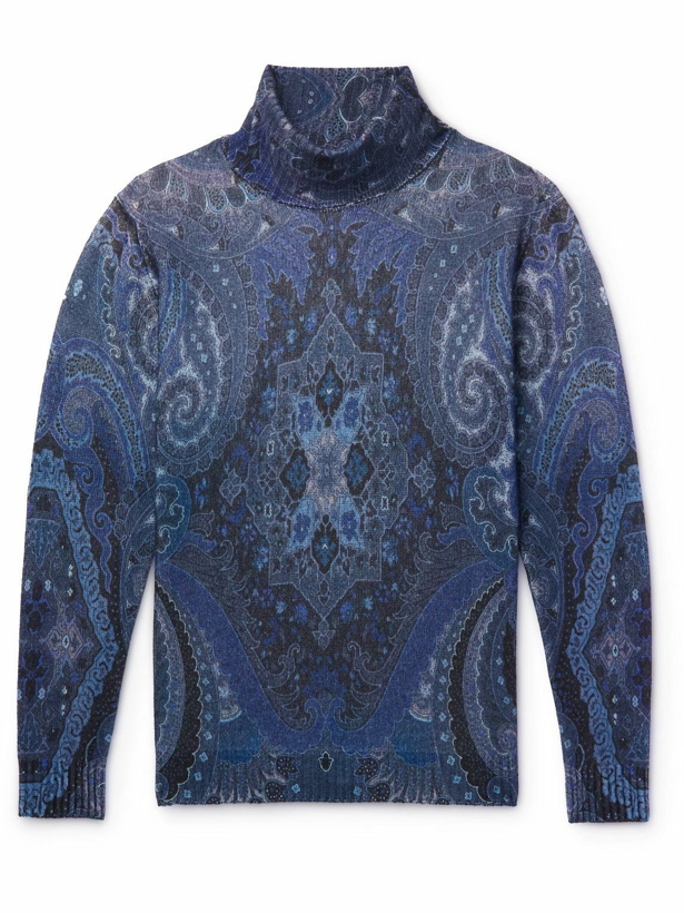 Photo: Etro - Paisley Wool Rollneck Sweater - Blue