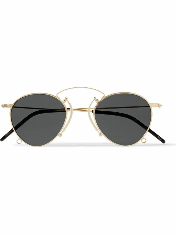 Photo: Gucci Eyewear - Round-Frame Gold-Tone Sunglasses with Chain