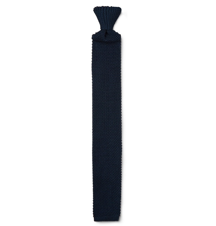 Photo: Anderson & Sheppard - 6.5cm Knitted Silk Tie - Blue