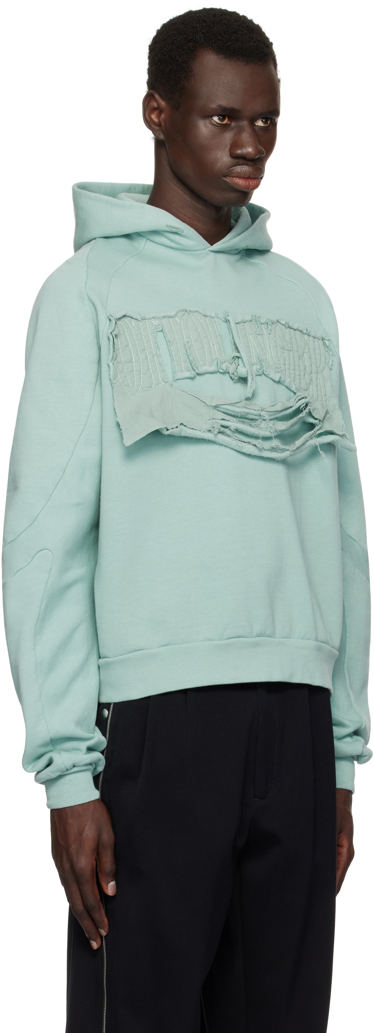 Ottolinger Blue Distressed Multiline Hoodie