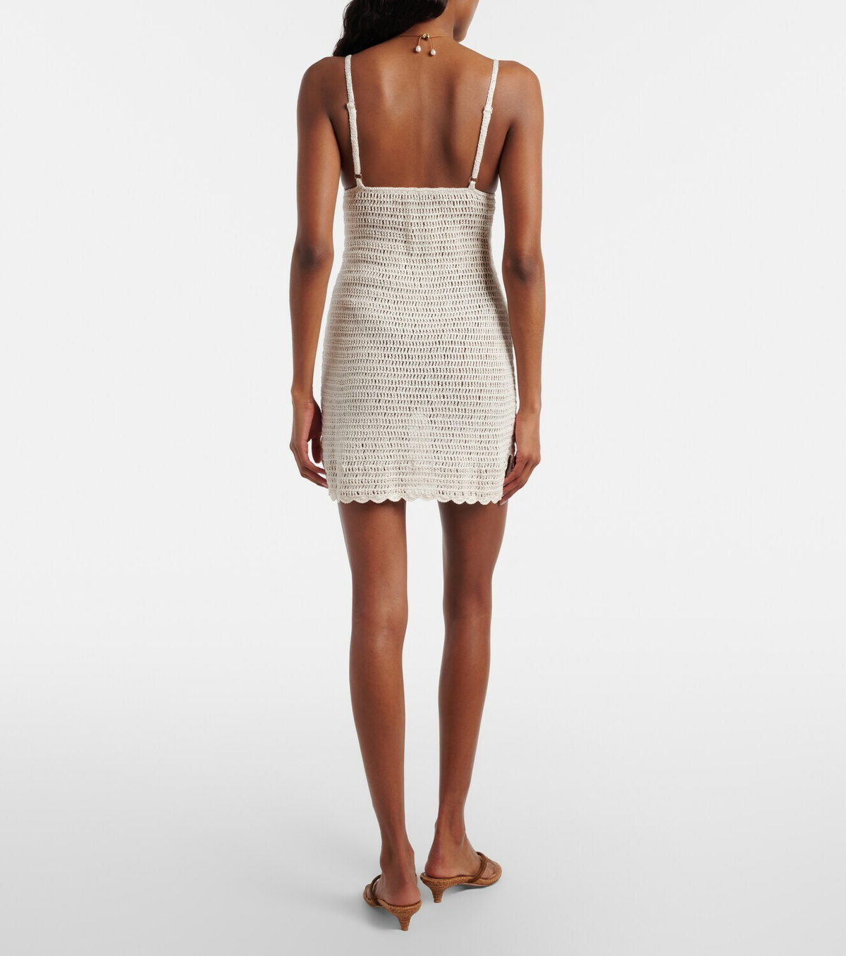 Anna Kosturova Crochet scalloped cotton minidress