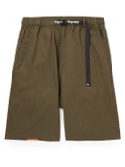 KAPITAL - Wide-Leg Belted Logo-Print Cotton-Twill Bermuda Shorts - Green