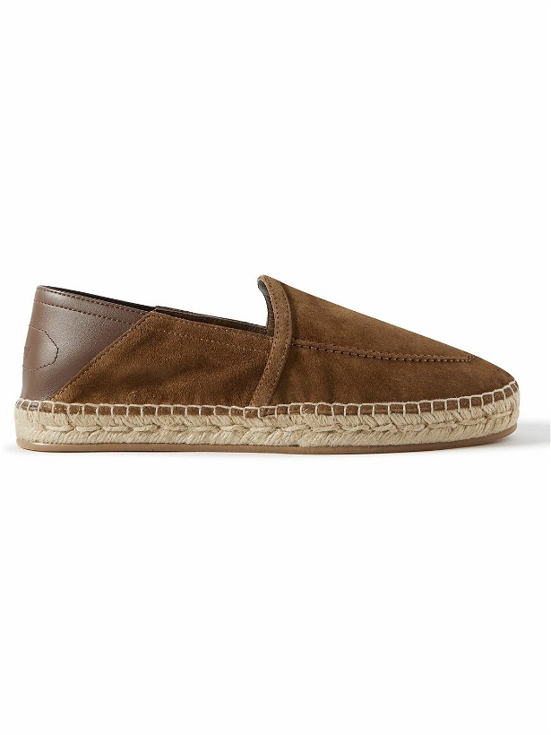 Photo: Brioni - Leather-Trimmed Suede Espadrilles - Brown