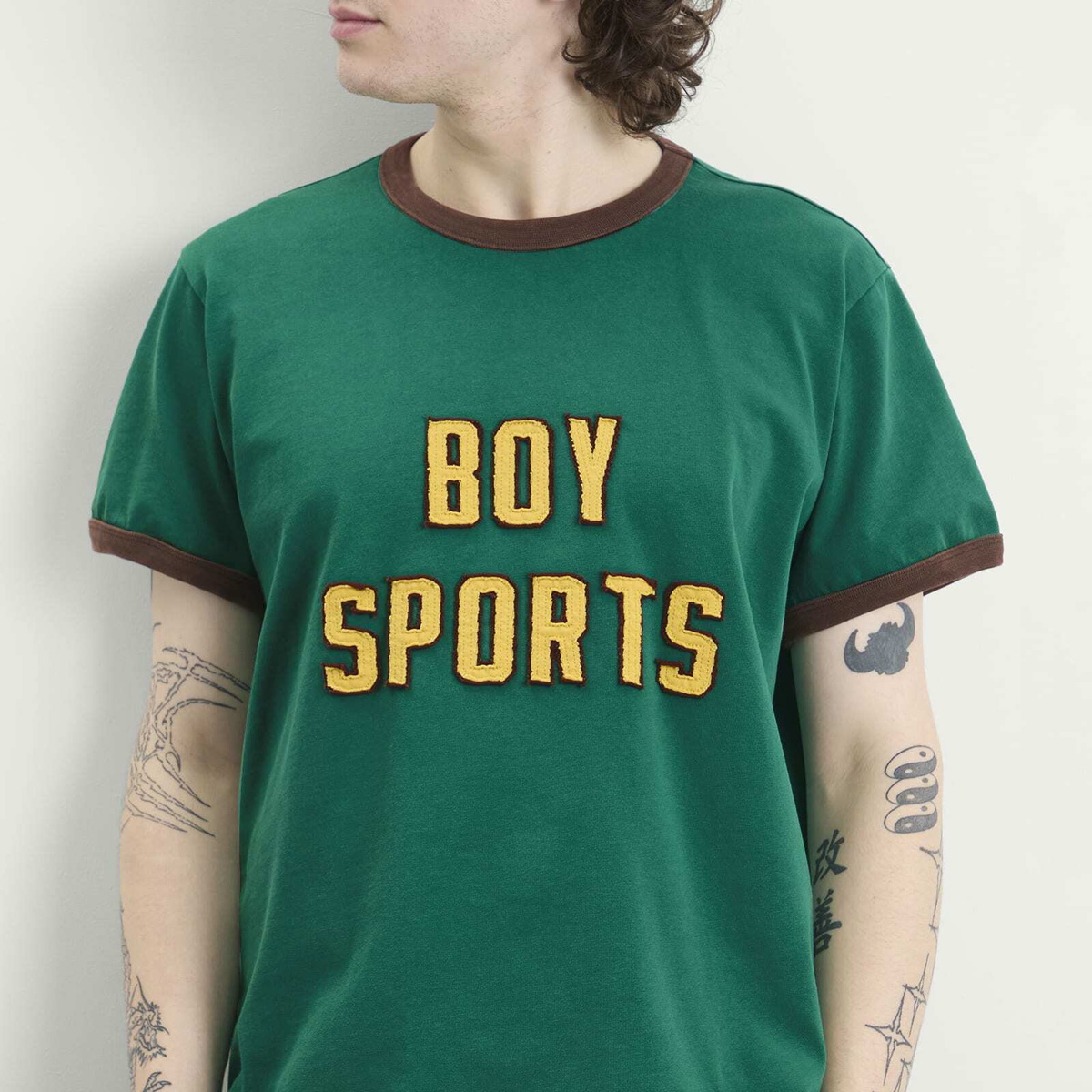 Le Père Men's Boy Sports Ringer T-Shirt in Lorien Green