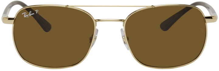 Photo: Ray-Ban Gold & Brown RB3670 Chromance Sunglasses