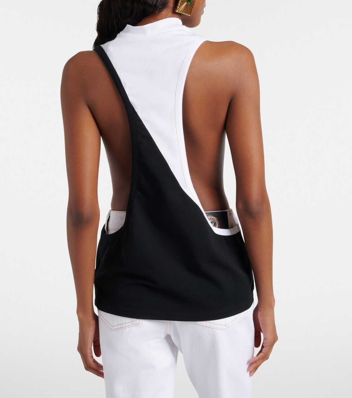 Versace Logo embroidered cotton-blend tank top