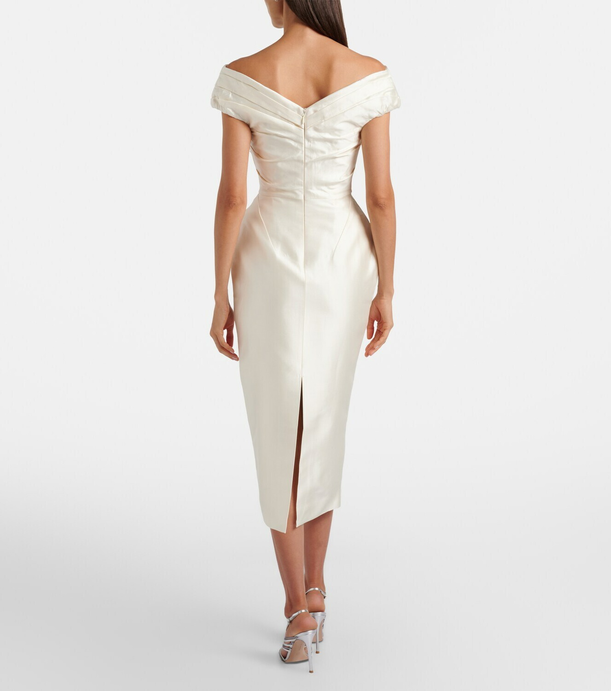 Rachel Gilbert Bronte off-shoulder wool and silk cocktail dress