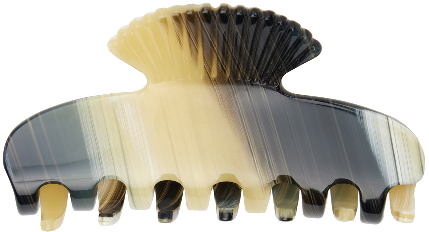 Sophie Buhai Black & Off-White Small Fan Shell Claw Hair Clip